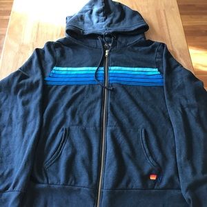 Aviator Nation Unisex 5 Stripe Hoodie Charcoal Blue XL